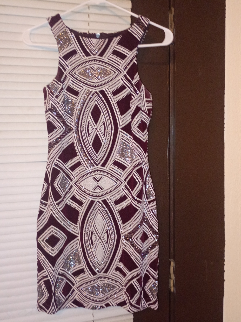 Speechless Purple and White Sequin Geometric Midi Dress